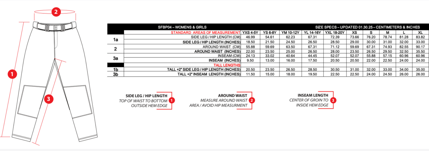 PFA softball uniform 10U